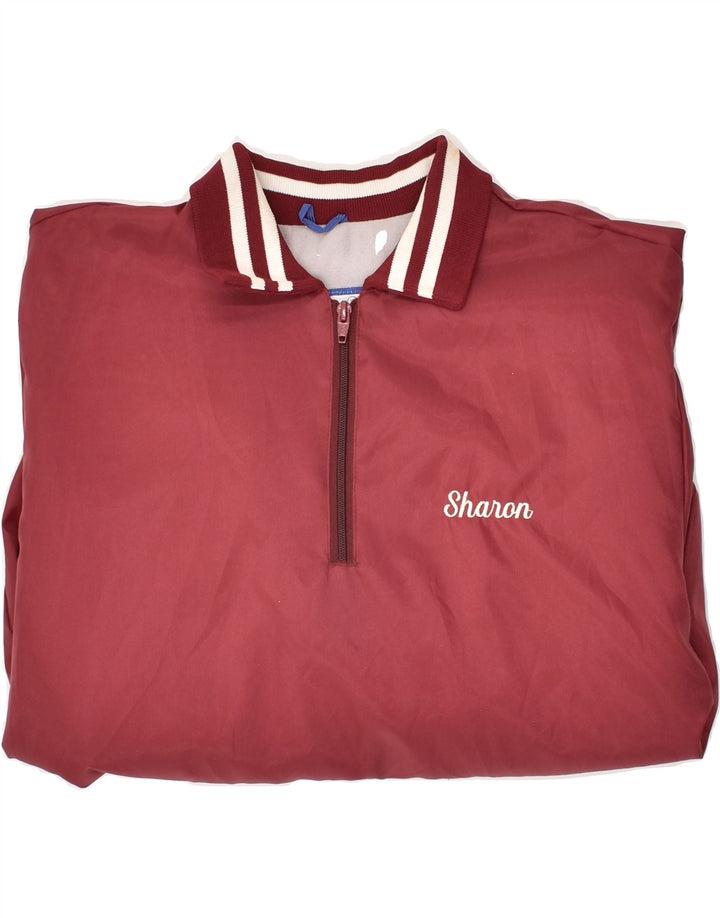 VINTAGE Mens Graphic Zip Neck Sweatshirt Jumper Large Maroon Nylon Vintage Vintage and Second-Hand Vintage from Messina Hembry 