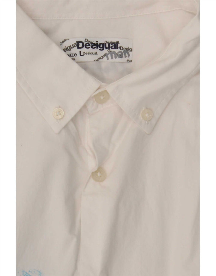 Cămașă cu mânecă scurtă Desigual pentru bărbați, cu model abstract, albă mare