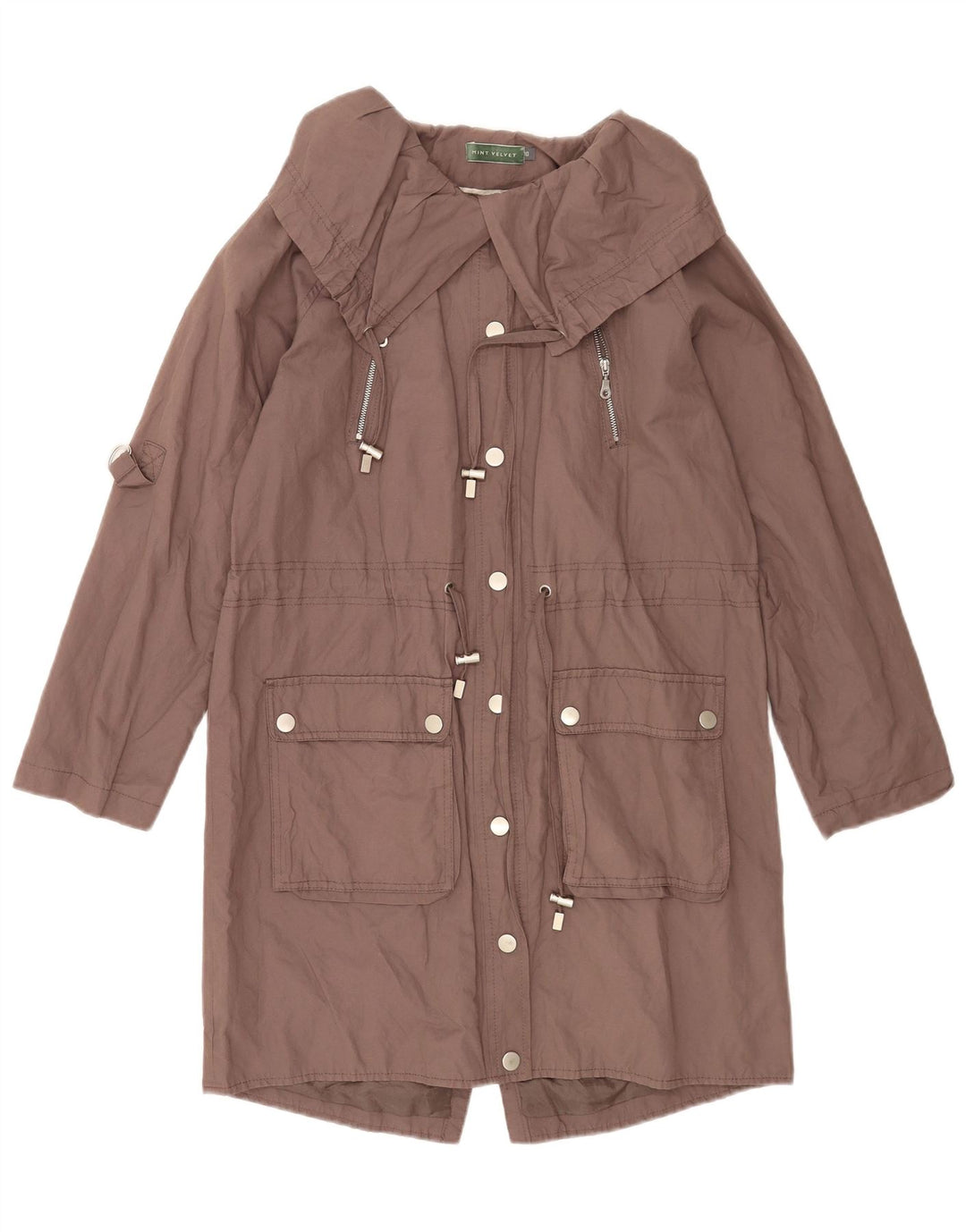 MINT VELVET Jachetă parka supradimensionată pentru femei UK 10 Bumbac maro mic