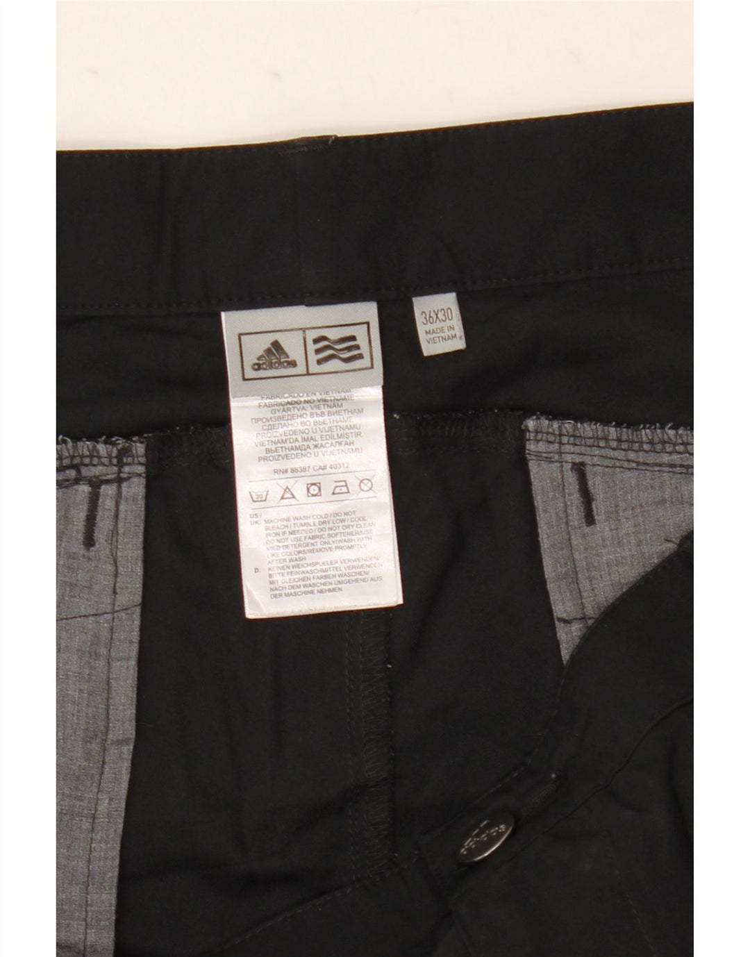 Pantaloni chino subțiri pentru bărbați Adidas W36 L30 poliester negru