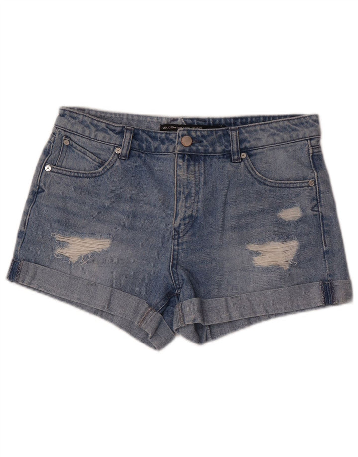 Pantaloni scurți din denim învechit pentru femei Volcom Boyfriend Fit W28, bumbac albastru mediu