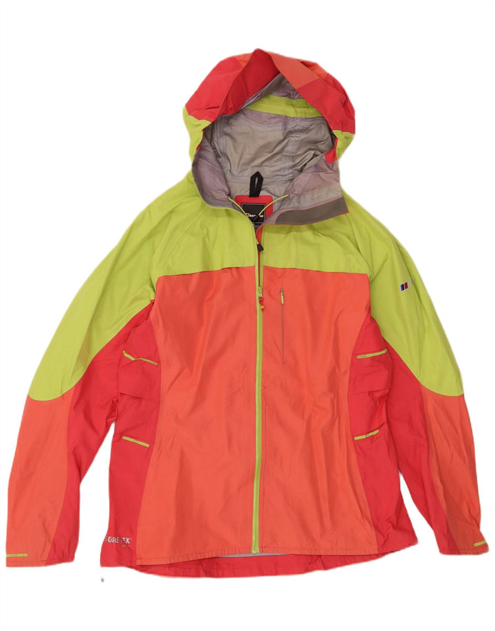 Jachetă de ploaie cu glugă pentru femei Berghaus UK 16 mare portocaliu Colorblock
