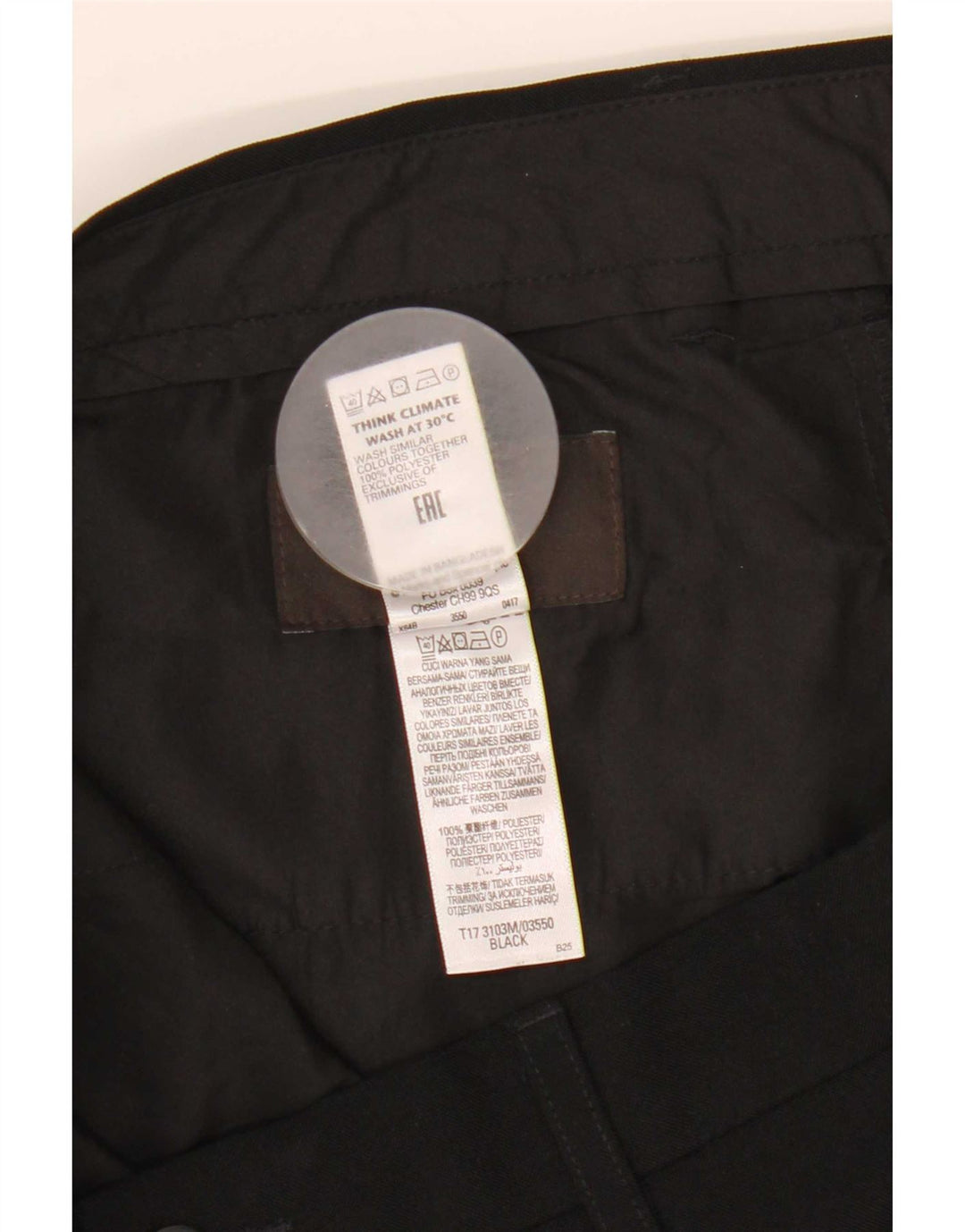 Marks & Spencer Pantaloni chino croiți pentru bărbați L34 L31 Poliester negru