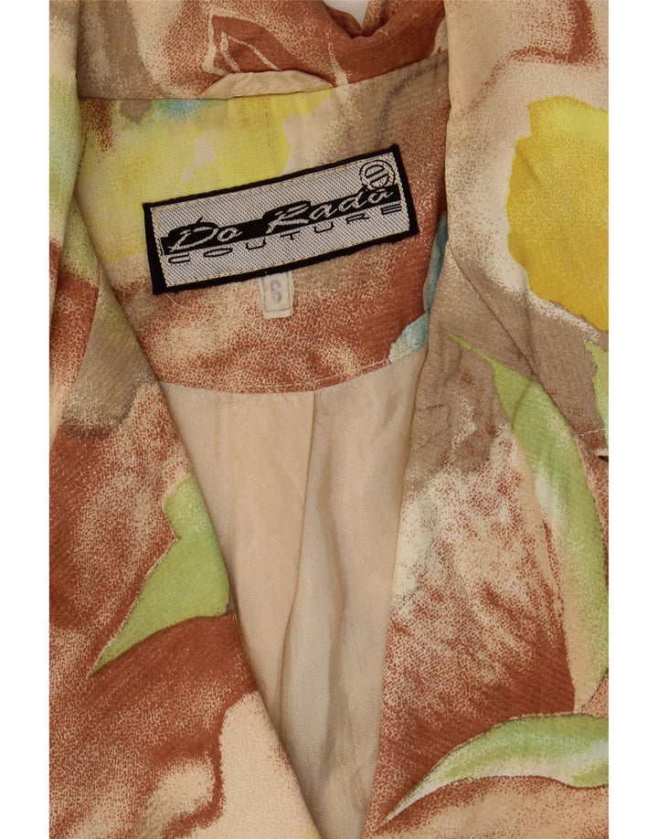 Jachetă vintage pentru femei cu 4 nasturi, UK 10, multicoloră, florală