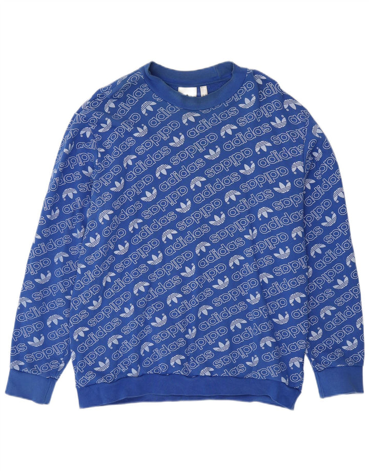 Hanorac grafic pentru bărbați Adidas Jumper XL, bumbac, albastru