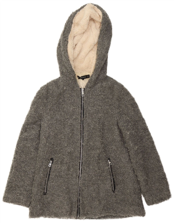 Jachetă bomber supradimensionată pentru femei cu glugă Zara UK 6 XS poliester gri