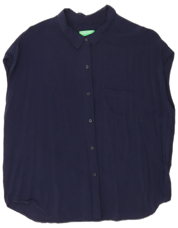 Cămașă supradimensionată cu mânecă scurtă pentru femei BENETTON UK 14 Medium Bleumarin