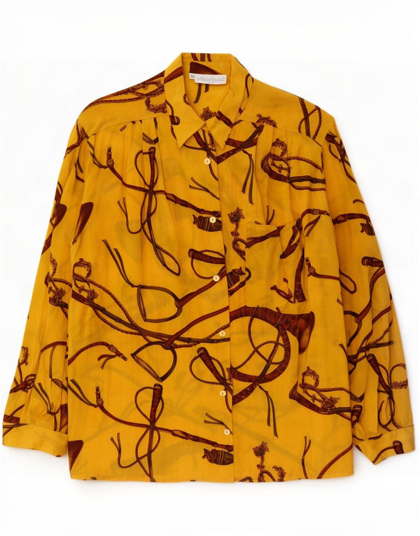 Bluză cămașă vintage pentru femei cu model abstract IT 46 galben mare