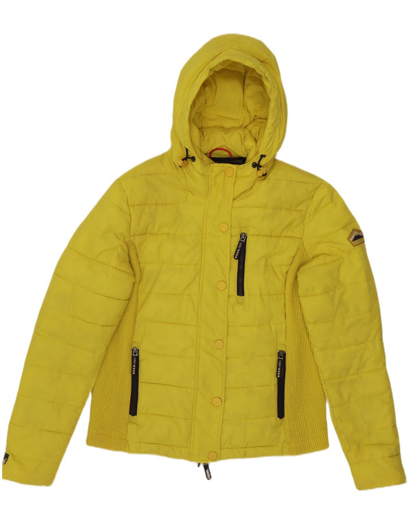 Jachetă căptușită cu glugă Superdry pentru femei UK 18 XL, nailon galben