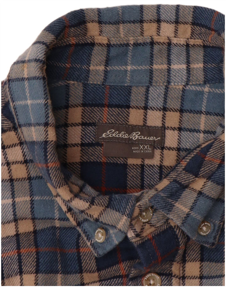 Cămașă de flanel pentru bărbați EDDIE BAUER, bumbac cu check albastru 2XL