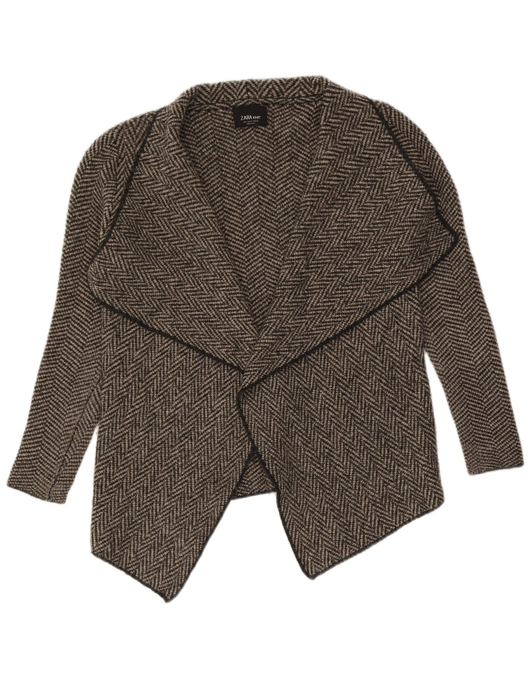 Pulover cardigan deschis asimetric pentru femei Zara UK 10, gri mic, în oase