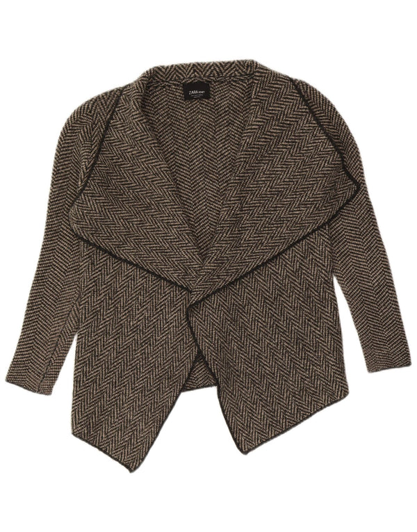 Pulover cardigan deschis asimetric pentru femei Zara UK 10, gri mic, în oase
