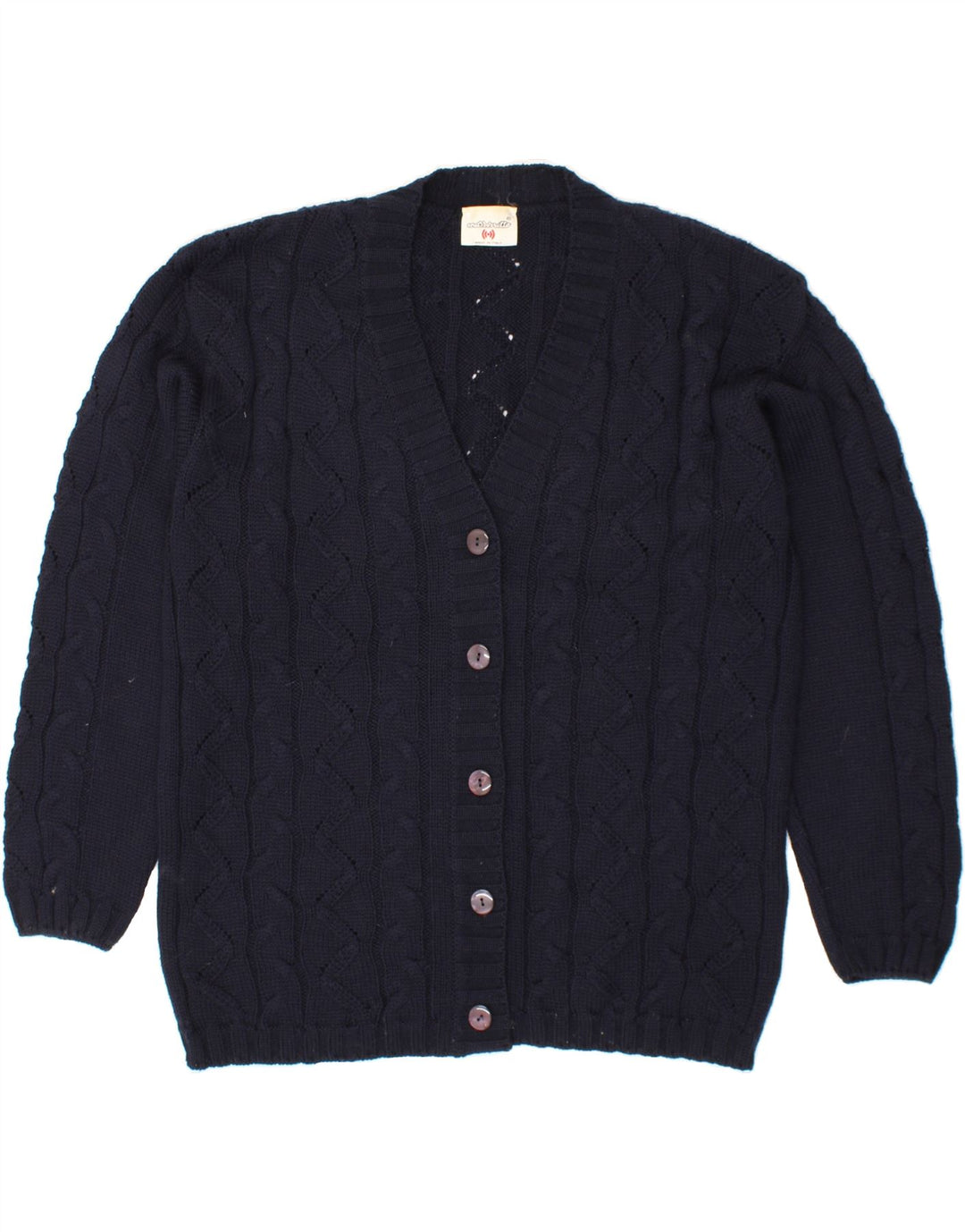 MARRONETTO Womens Cardigan Sweater IT 46 Large Navy Blue Wool Vintage Marronetto and Second-Hand Marronetto from Messina Hembry 