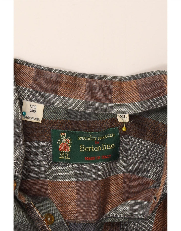 Cămașă vintage pentru bărbați cu mânecă scurtă, XL, în carouri multicolore