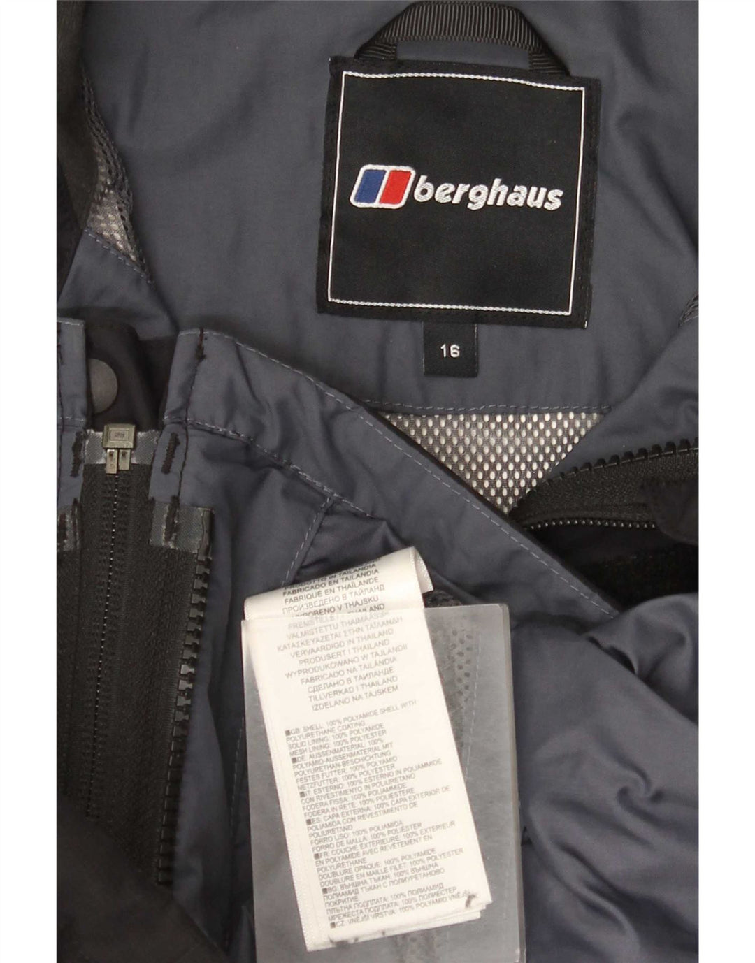 Jachetă de ploaie cu glugă pentru femei Berghaus UK 16, mare, neagră, poliamidă