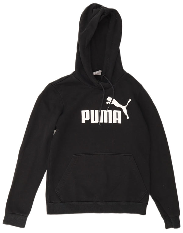 Pulover cu glugă cu grafic Puma pentru femei UK 10 mic bumbac negru