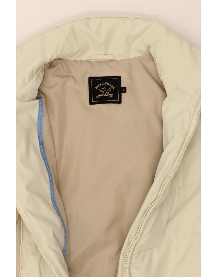 PAUL & SHARK Womens Padded Jacket UK 10 Small Beige Colourblock Vintage Paul & Shark and Second-Hand Paul & Shark from Messina Hembry 