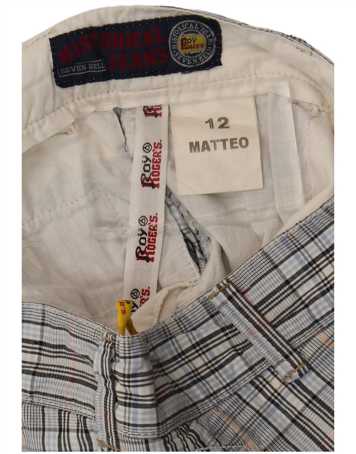 ROY ROGERS Pantaloni Chino Băieți 11-12 Ani W26 Blue Check Bumbac
