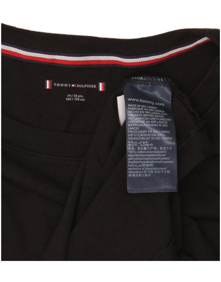 Top pentru băieți Tommy Hilfiger cu mânecă lungă 14-15 ani, bumbac negru