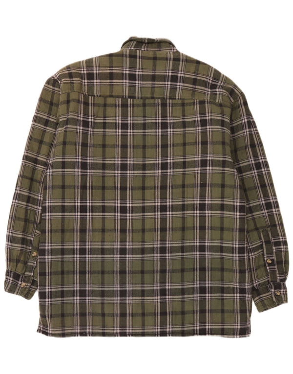 Cămașă de flanel Lumberjack Vintage pentru bărbați, bumbac cu carouri verde mediu