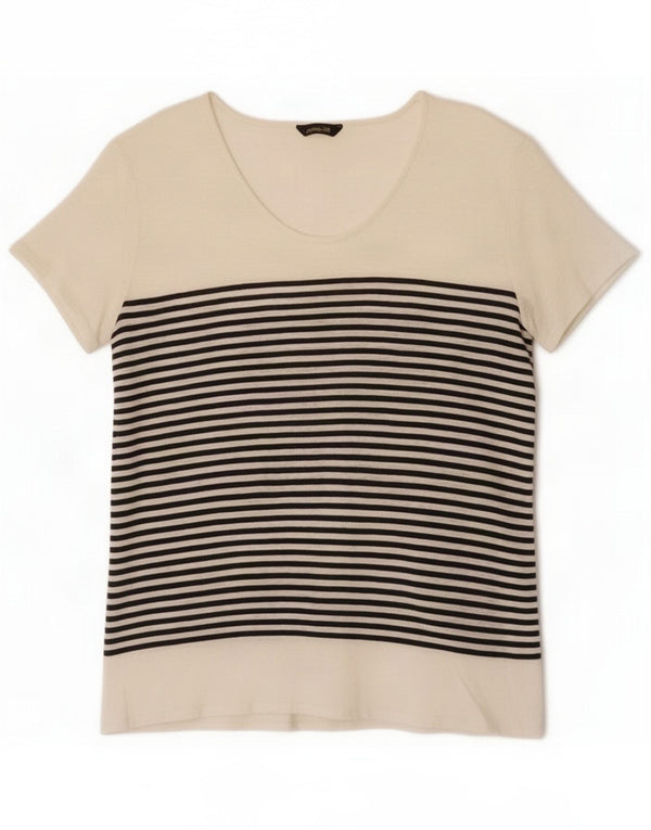 Massimo Dutti Tricou pentru femei Top UK 18 XL Bumbac cu dungi albe