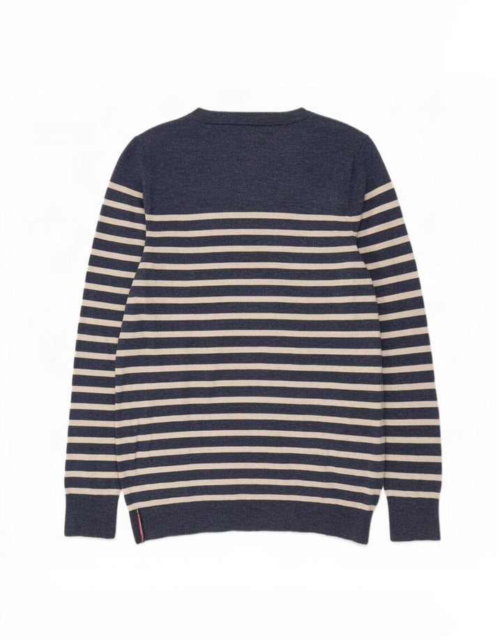 Pulover Tommy Hilfiger pentru bărbați, cu gât de barcă, în dungi, albastru marin mediu