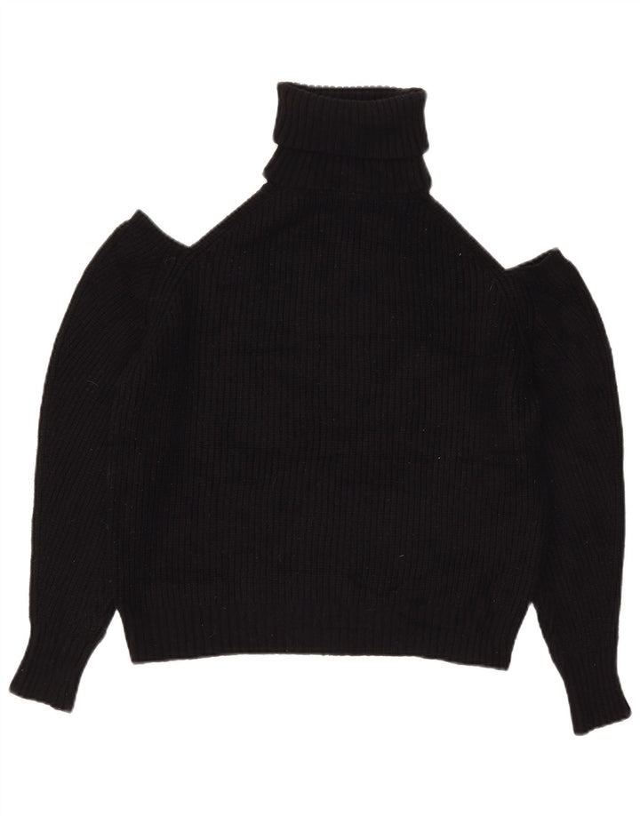 Pulover pentru femei Zara, cu umăr dezactivat, cu gât rulat, UK 14 Medium Negru