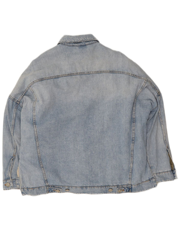 Jachetă Sherpa de denim supradimensionată pentru femei Zara UK 14 Medium Blue