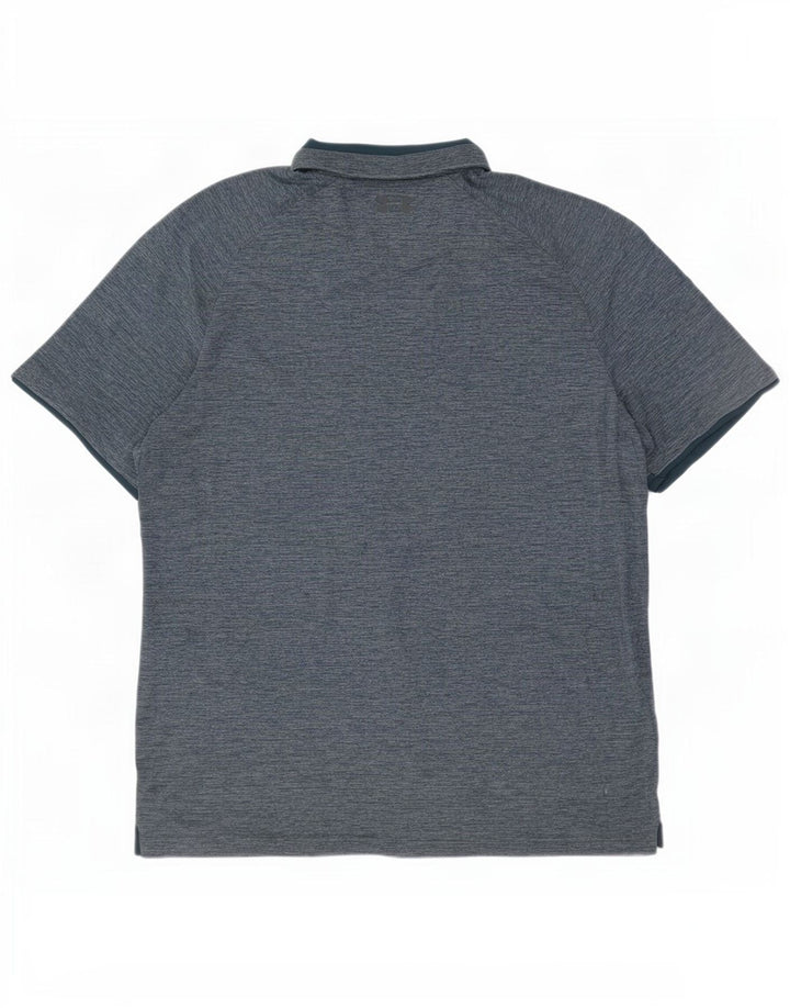 Cămașă polo Under Armour pentru bărbați Heat Gear, mare, albastru, poliester pătat