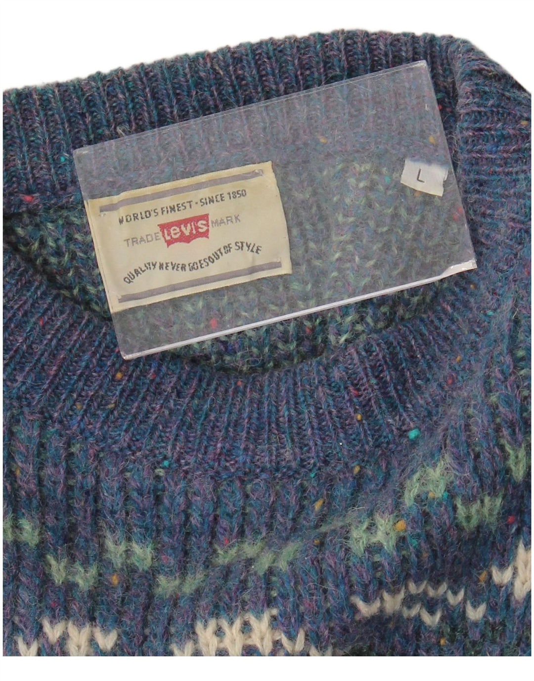 Pulover Levi's pentru femei cu gâtul barca UK 16 Large Blue Fair Isle