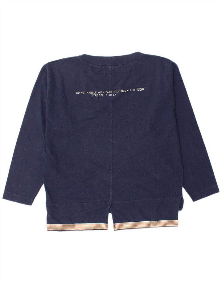 Pulover supradimensionat cu grafic pentru femei Sisley UK 14 Medium Bleumarin