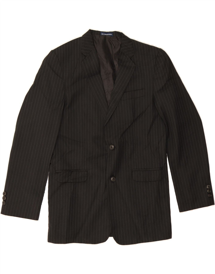 CHAPS Boys 2 Button Blazer Jacket 13-14 Years Black Striped Polyester Vintage Chaps and Second-Hand Chaps from Messina Hembry 