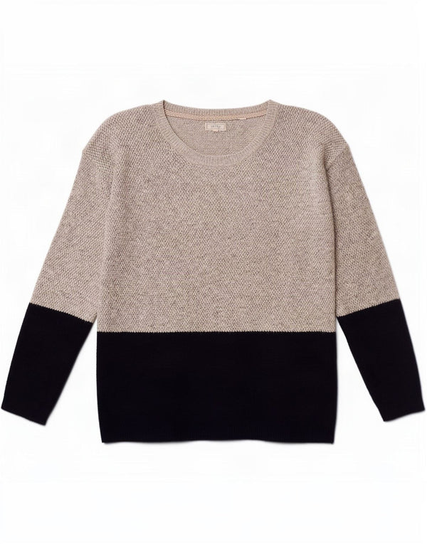 Pulover pentru femei Fat Face cu gât de barcă UK 12 Medium Gri Colorblock
