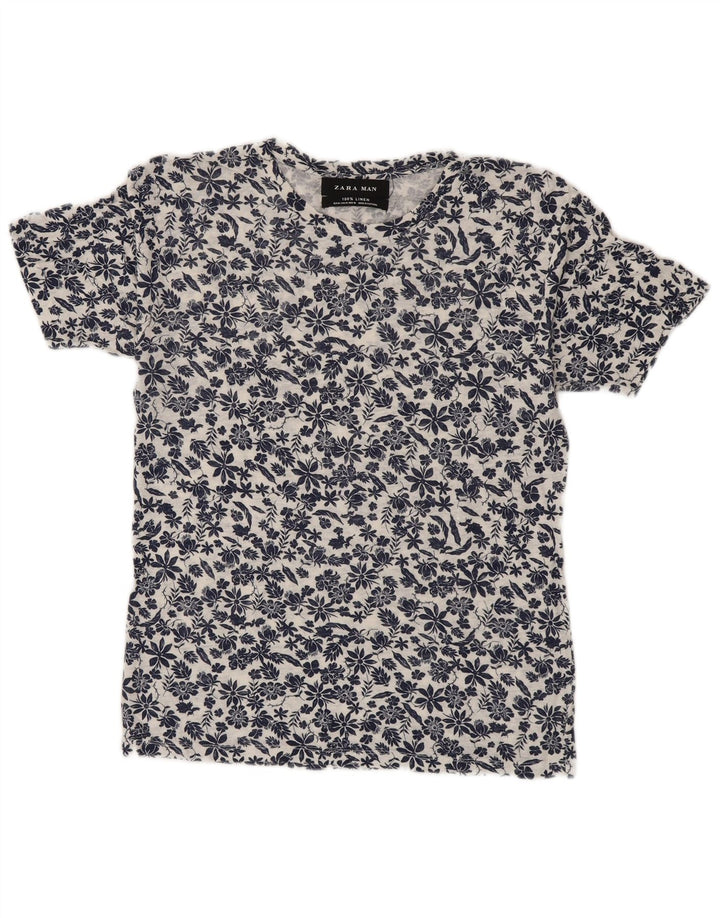 Tricou Bărbați Zara Top Mediu Alb Floral In