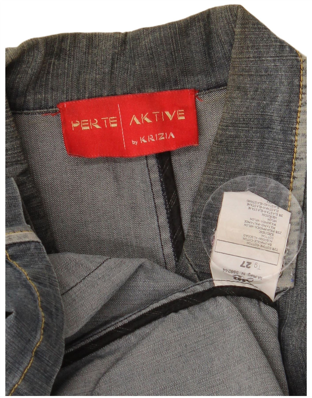 PERTE BY KRIZIA Jachetă pentru femei din denim cu 3 nasturi, UK 14, mare, albastru
