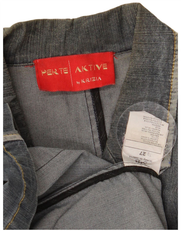 PERTE BY KRIZIA Jachetă pentru femei din denim cu 3 nasturi, UK 14, mare, albastru