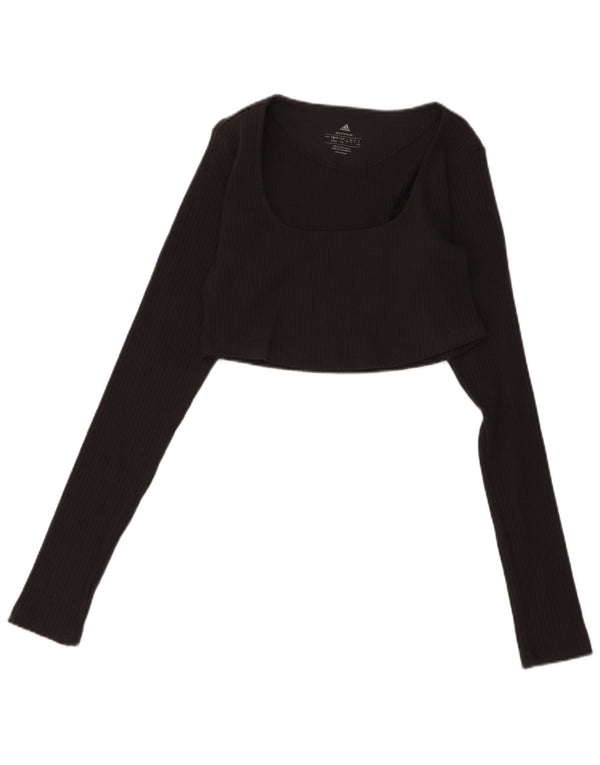 Crop Top cu mânecă lungă Adidas pentru femei UK 14 Large Gri
