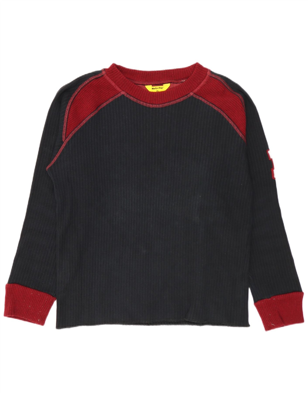 Meltin' Pot Top pentru bărbați cu mânecă lungă, mediu negru, bumbac color bloc