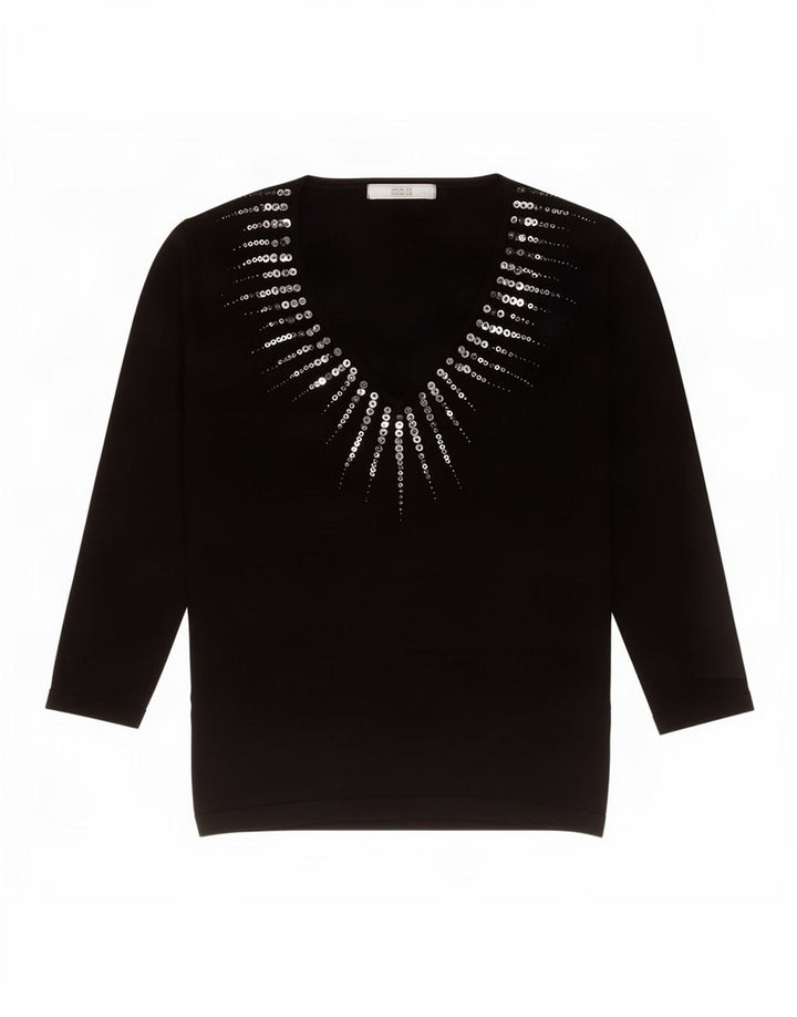 Marks & Spencer Top pentru femei cu mâneci 3/4 UK 10, mic, negru, viscoză