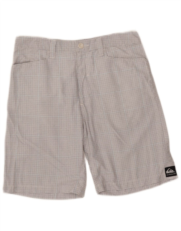 Pantaloni scurți cargo Quiksilver pentru bărbați W32, poliester cu carouri albe mari