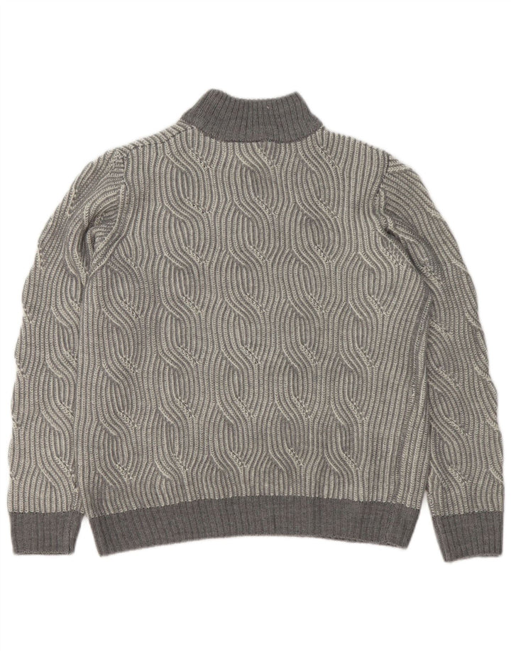 Pulover vintage cu gât țestoasă pentru bărbați UK 40/42 Medium Gri Geometric