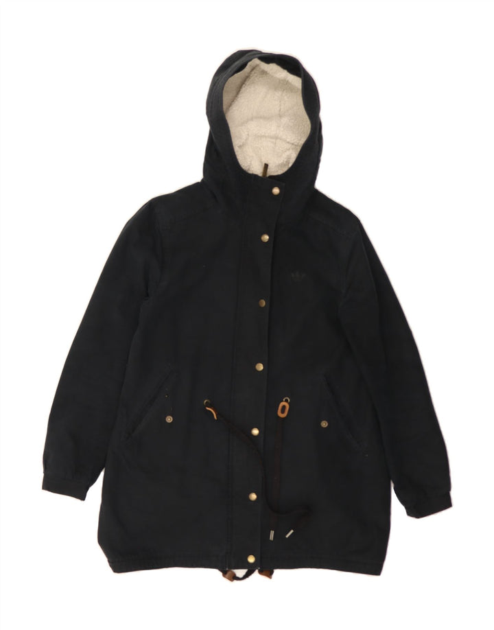 ADIDAS Womens Hooded Windbreaker Coat UK 8 Small Black Polyester Vintage Adidas and Second-Hand Adidas from Messina Hembry 