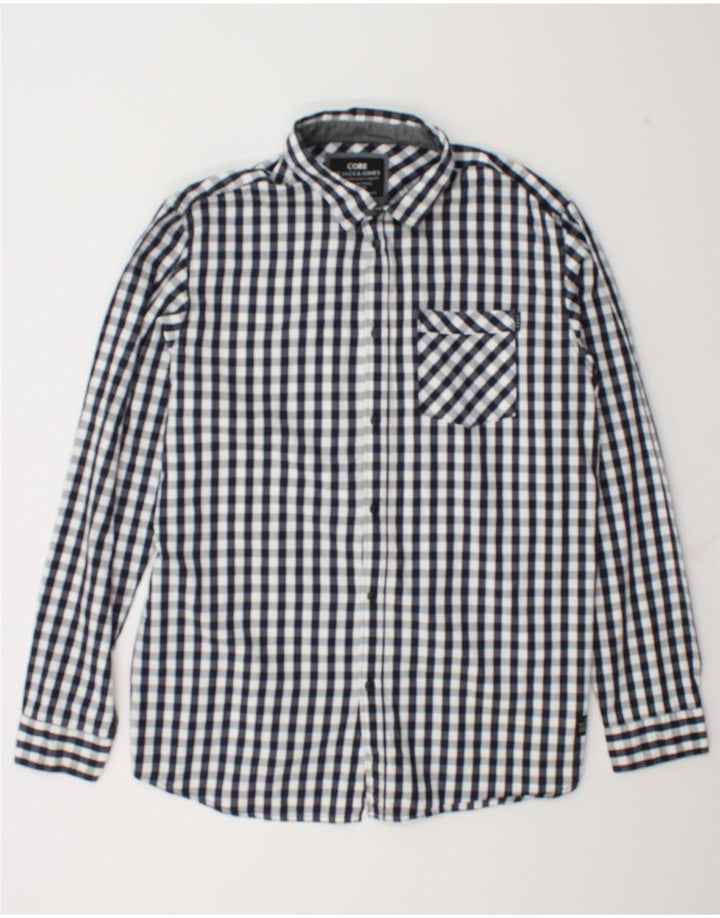 Cămașă Jack & Jones pentru bărbați 2XL, bumbac vichy, albastru bleumarin