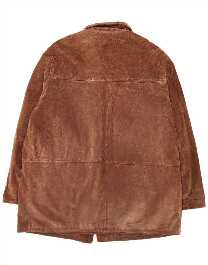 Jachetă vintage bărbătească din piele intoarsa Mărimea 60 3XL din piele maro
