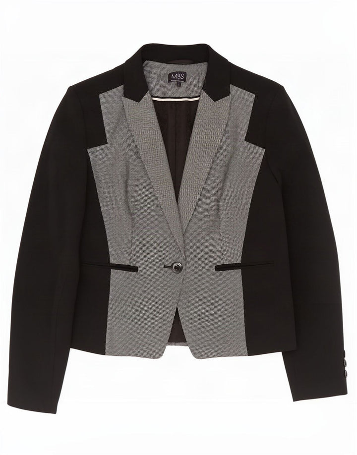 Sacou Marks & Spencer pentru femei, cu 1 nasture, UK 14, mare, negru, colorblock