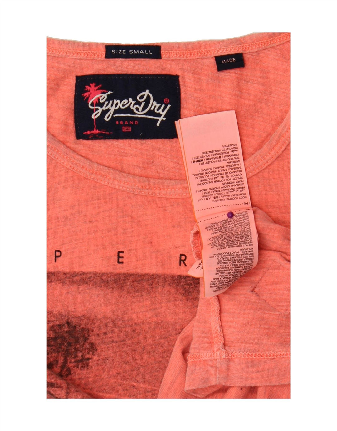 SUPERDRY Womens Graphic Vest Top UK 10 Small Orange Cotton Vintage Superdry and Second-Hand Superdry from Messina Hembry 