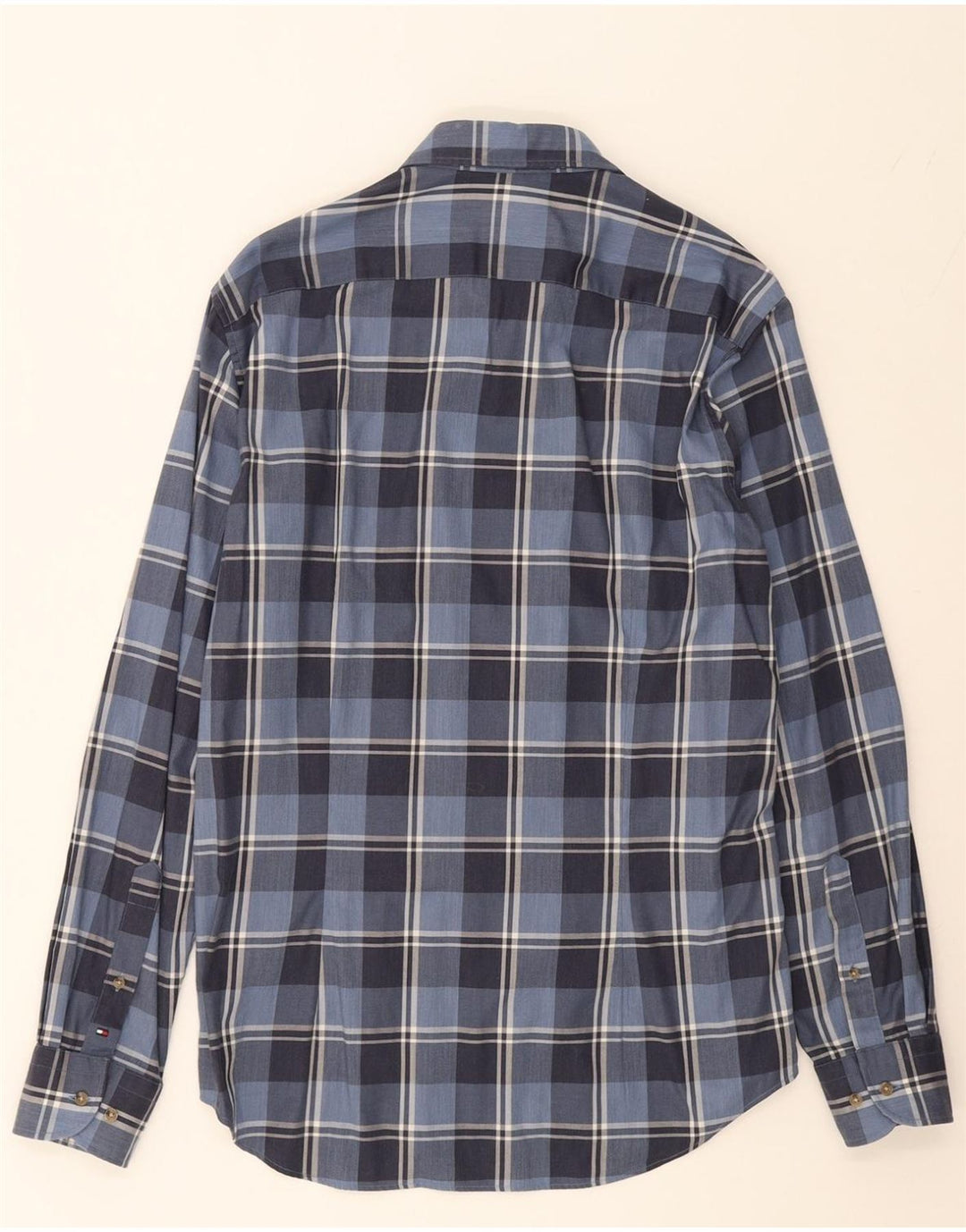 TOMMY HILFIGER Mens Tailored Shirt Size 41 16 Large Navy Blue Check Vintage Tommy Hilfiger and Second-Hand Tommy Hilfiger from Messina Hembry 