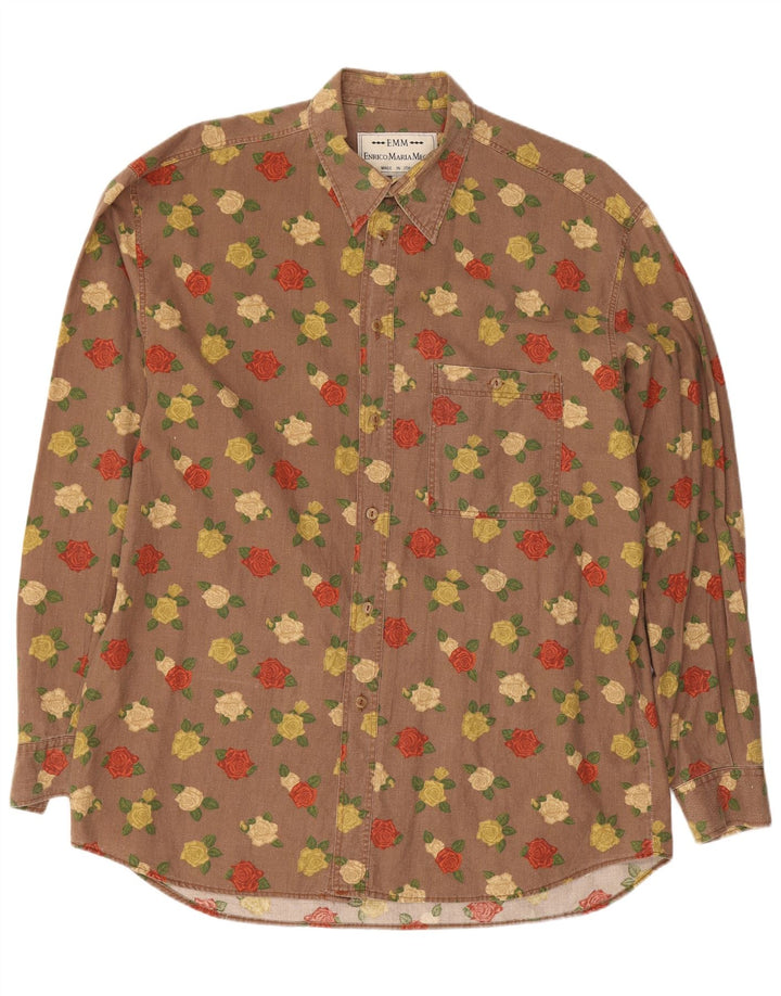 Cămașă Vintage bărbați mare maro floral