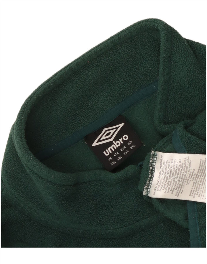 Pulover pentru bărbați Umbro, cu fermoar și gât, poliester verde 2XL