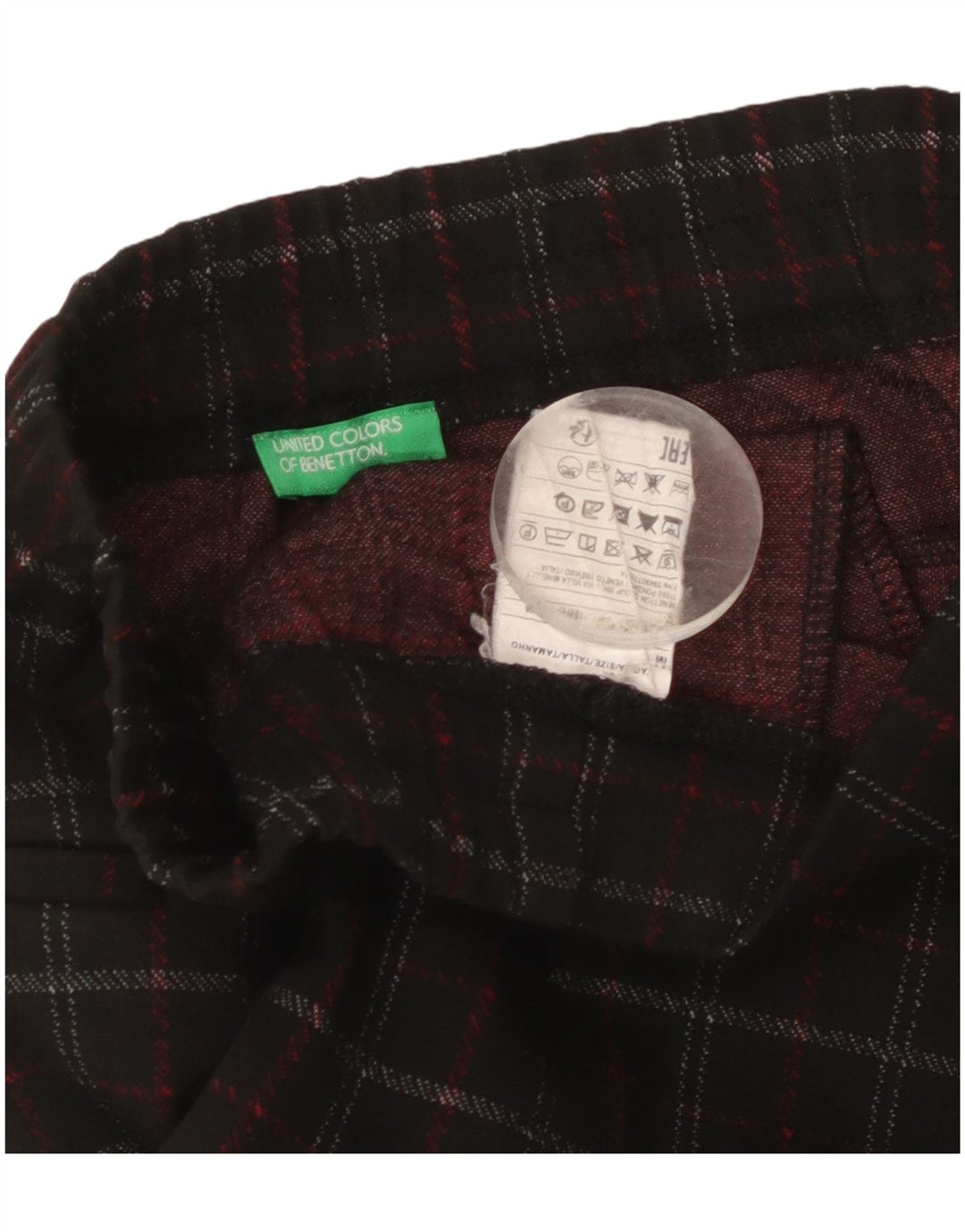 Pantaloni tăiați pentru femei BENETTON Medium W32 L24 Black Check Viscose